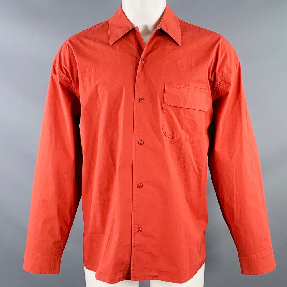 YMC Size L Wray Red Brick Cotton Blend One Pocket Long Sleeve Shirt